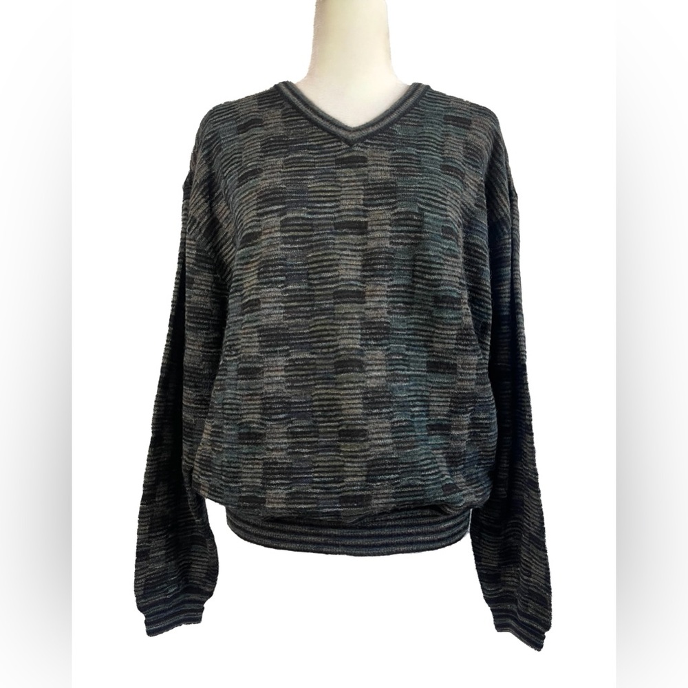 Vintage 80’s designer “Jhane Barnes” Wool Blend Geometric Sweater